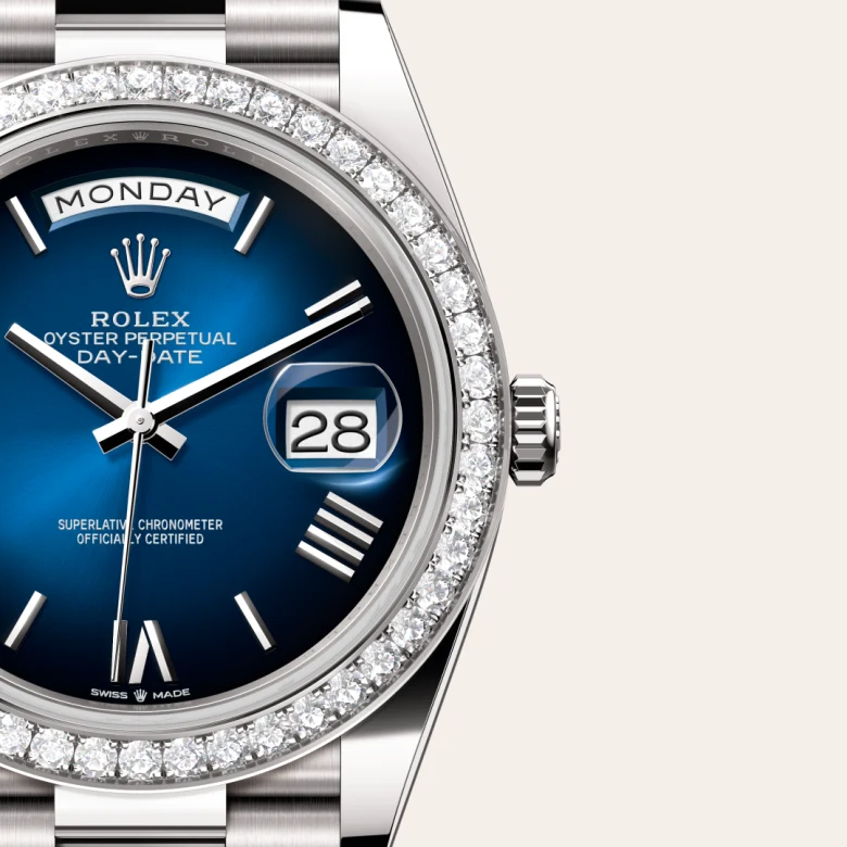 rolex day-date din aur alb de 18 carate, m228349rbr-0045 - Chronolink