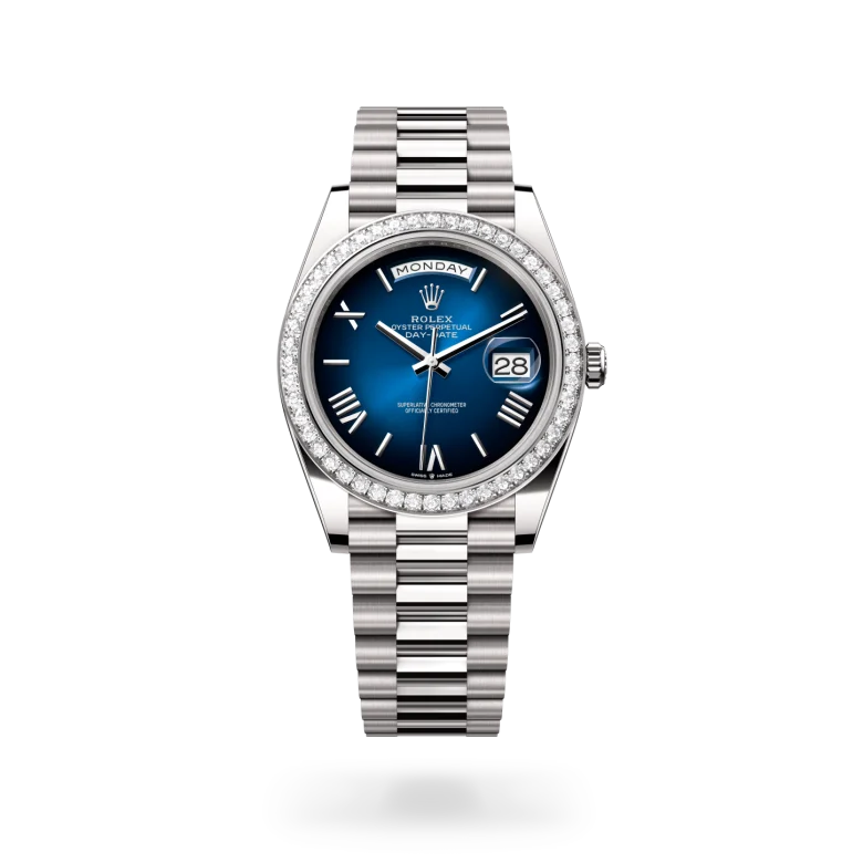rolex day-date din aur alb de 18 carate, m228349rbr-0045 - Chronolink
